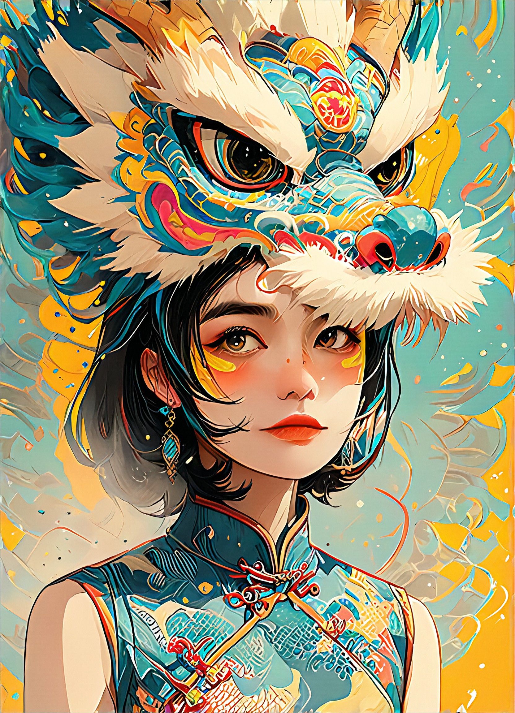 Dragon Mask & Graphic Illustration