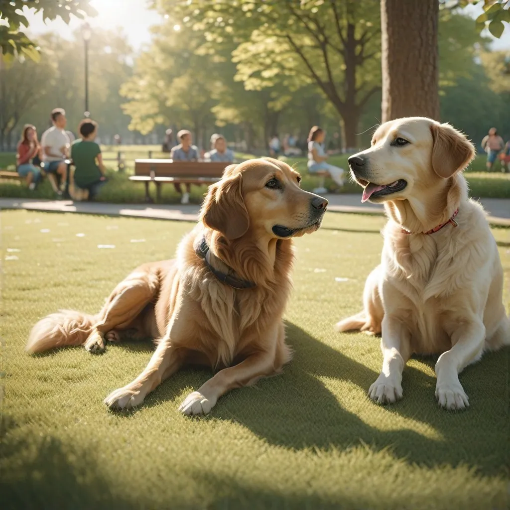 Un perro contento disfrutando de un snack saludable en un parque soleado, mostrando la vitalidad y felicidad que Petmate promueve para las mascotas.
