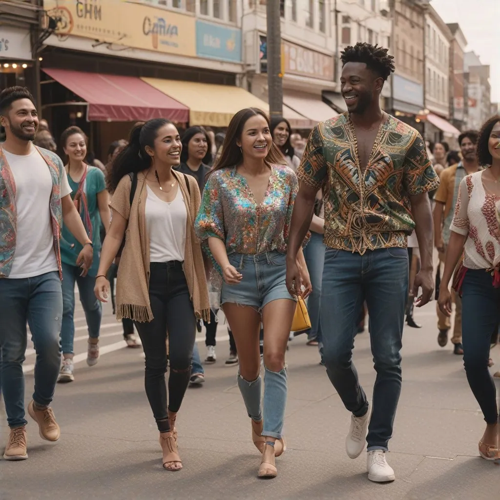 An image capturing a vibrant community celebration, possibly a festival or cultural event. Include details like colorful decorations and happy faces to evoke a sense of joy and collective identity, demonstrating the positive impact of community involvement.