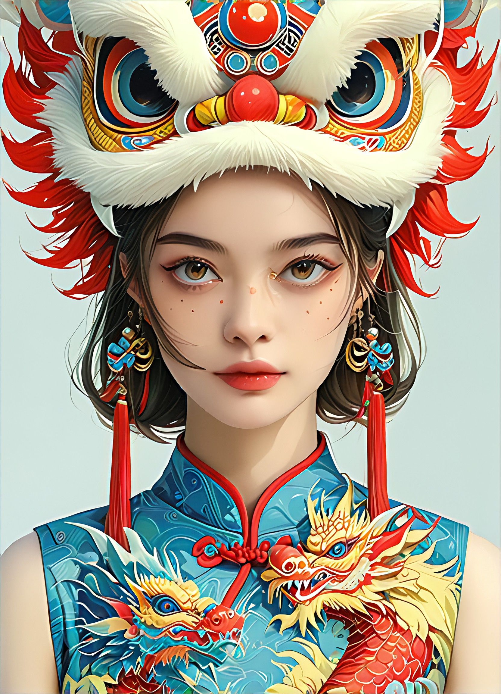 Chinese Loong Style Costume Statue a1.art