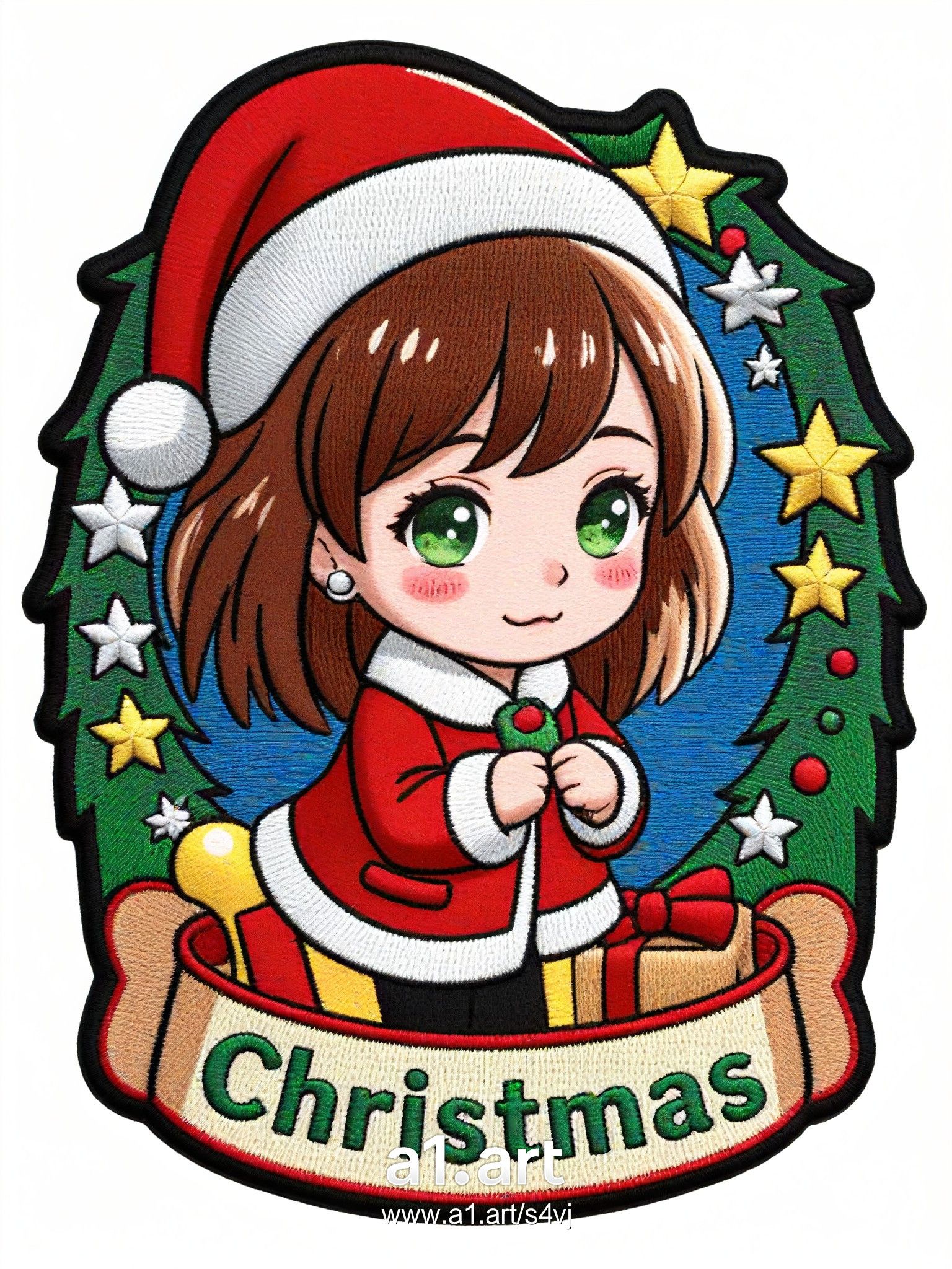 Christmas Clipart With Manga Style Girl - A1.art