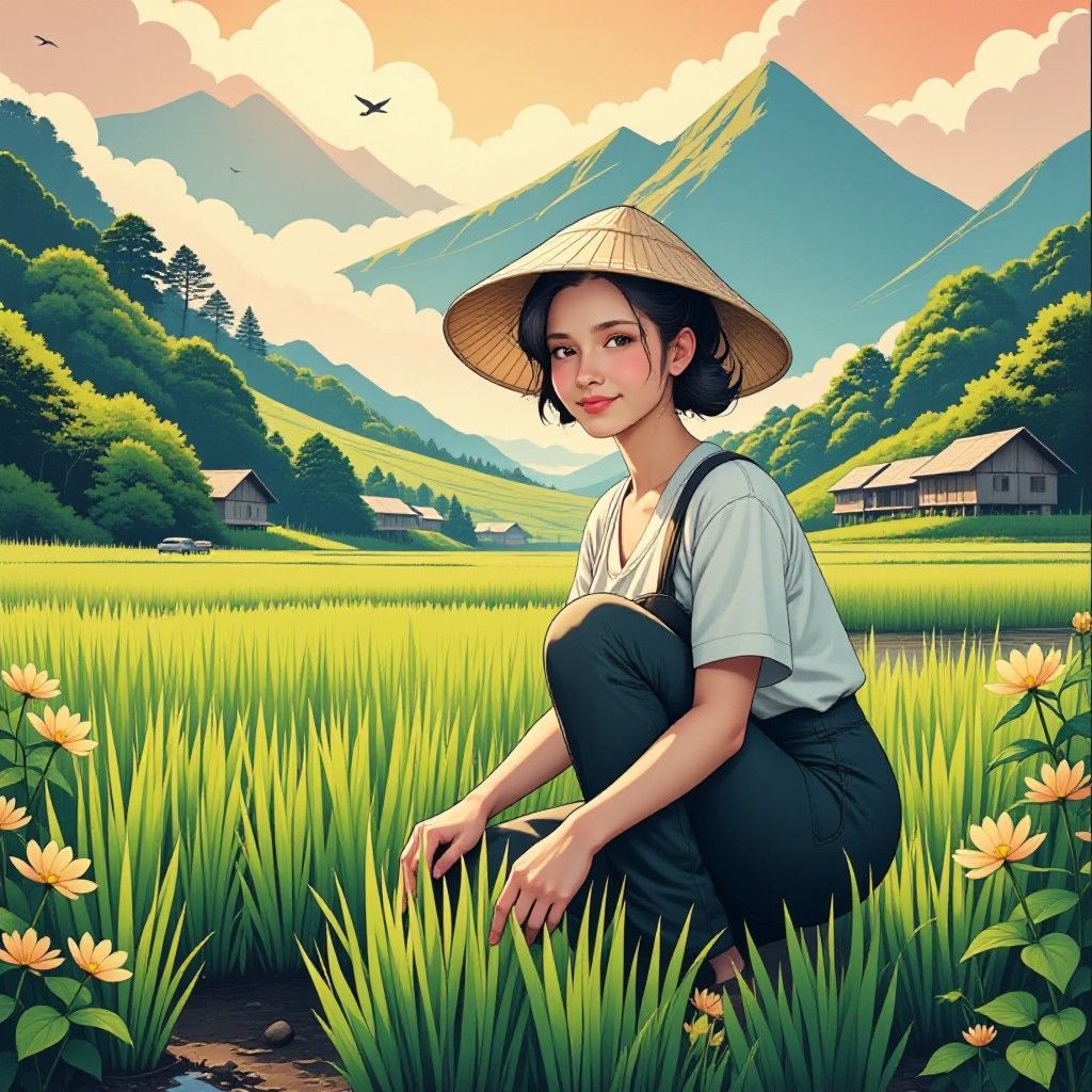 Whisper, Vintage landscape illustration