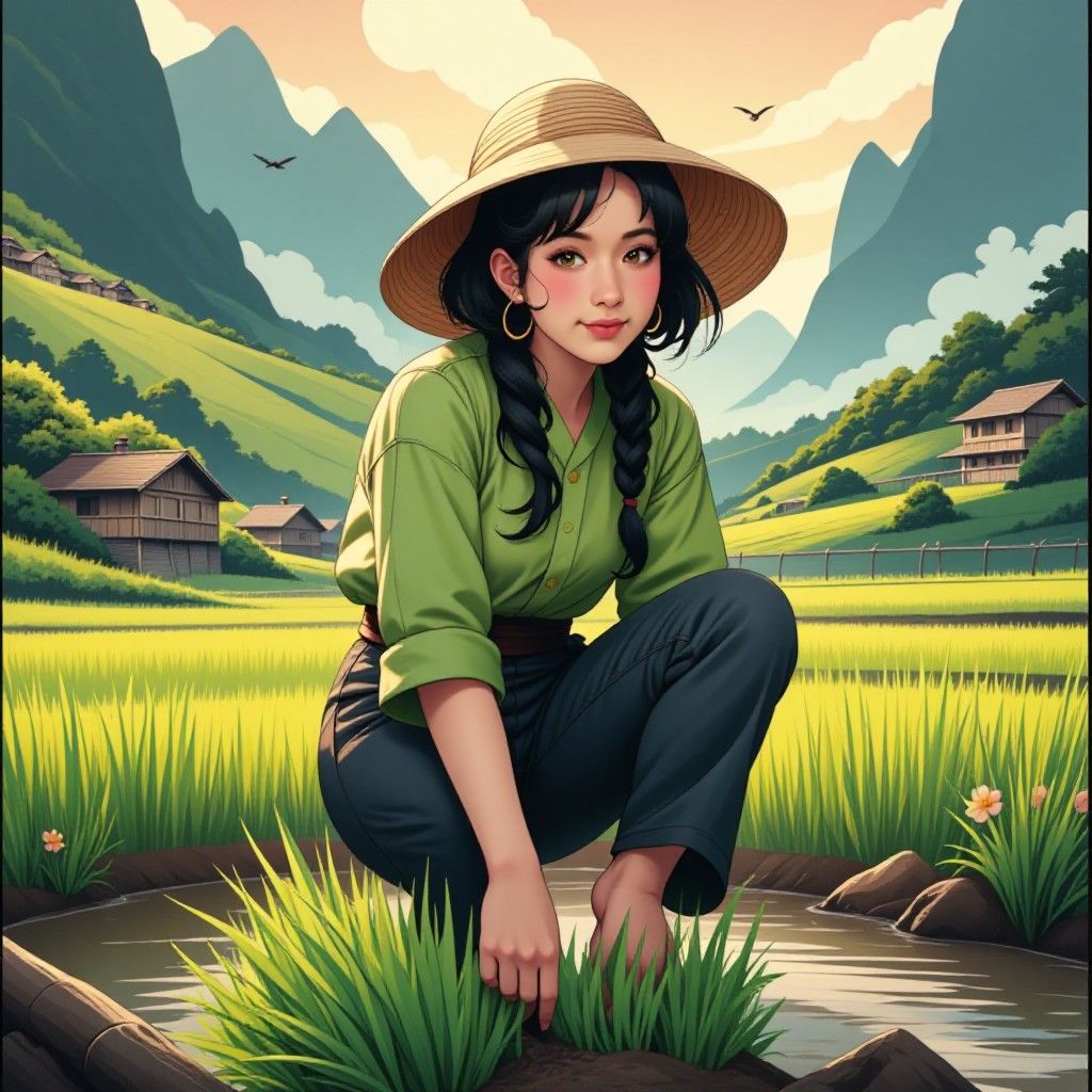Whisper, Vintage landscape illustration