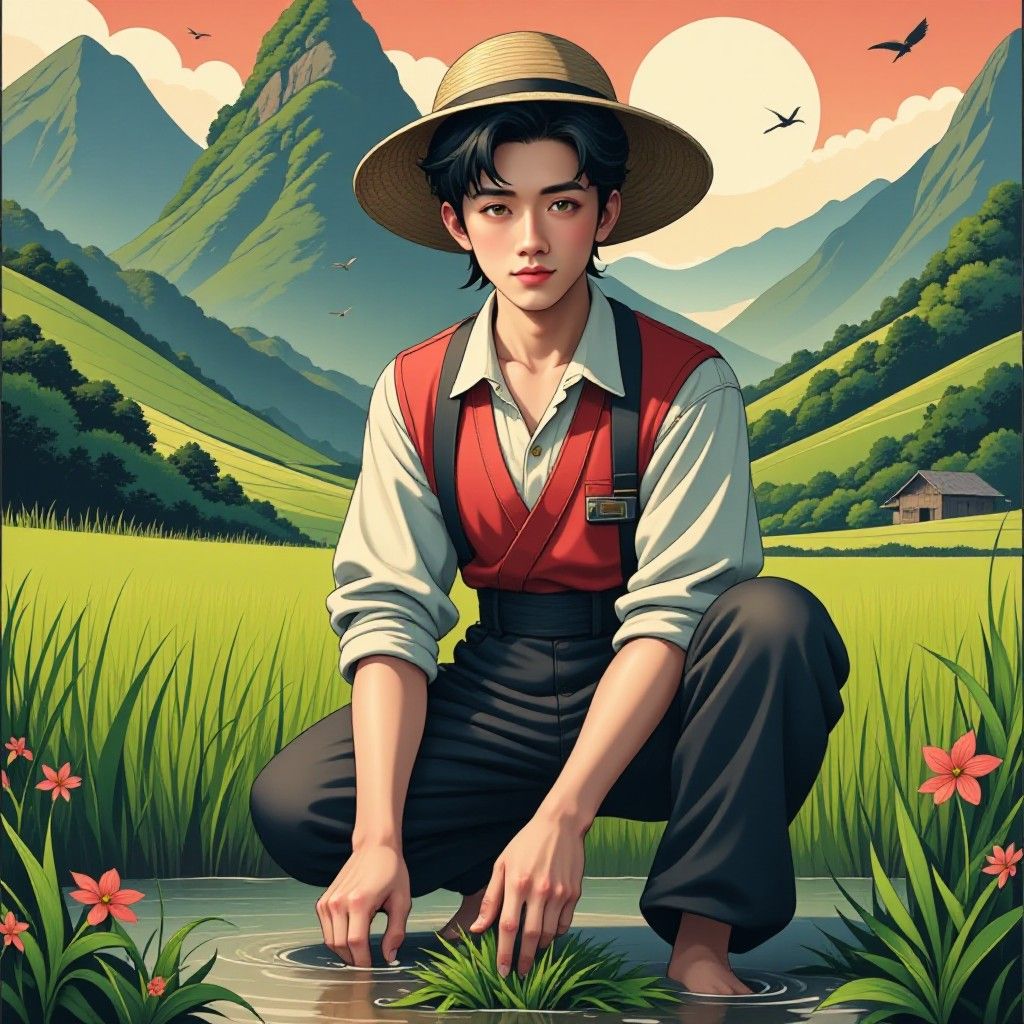 Whisper, Vintage landscape illustration