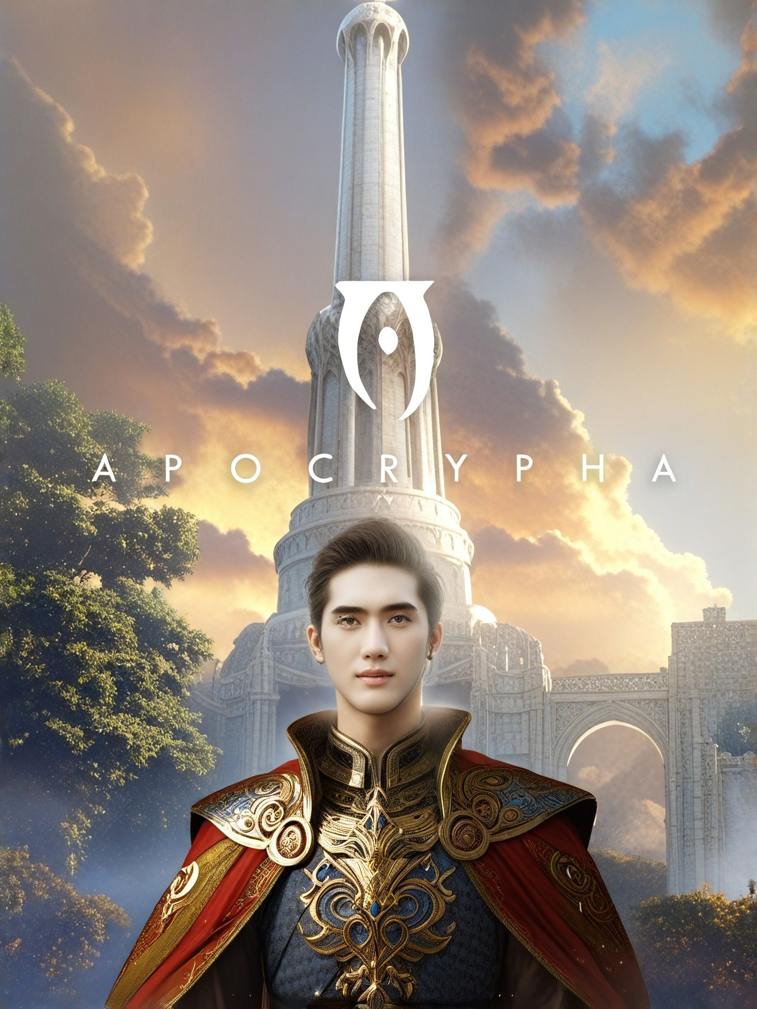 神秘古塔前的华丽战士