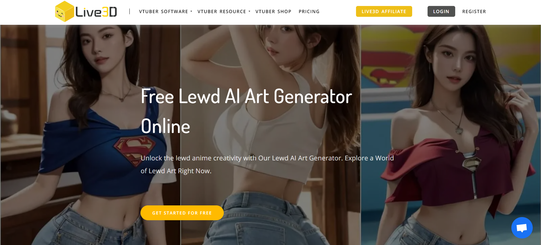 the official website of Live 3D, a lewd AI art generator online