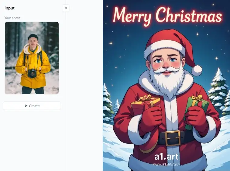 app from a1.art which is called santa claus theme poster free app to add Santa to photo