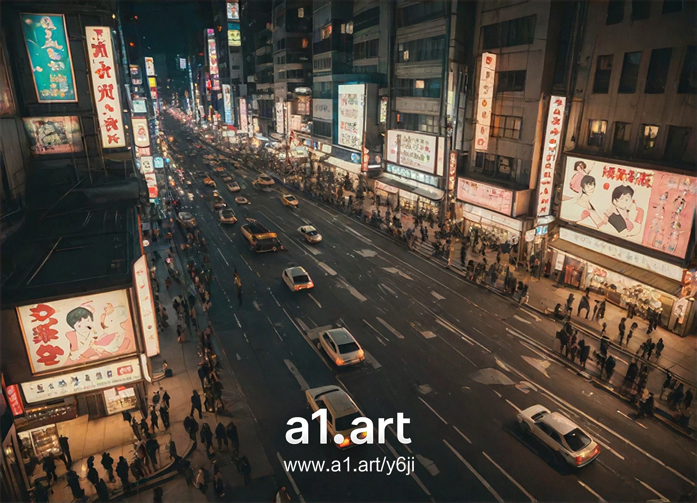 The image of Japanese streets in the 890s was generated directly with the a1.art model