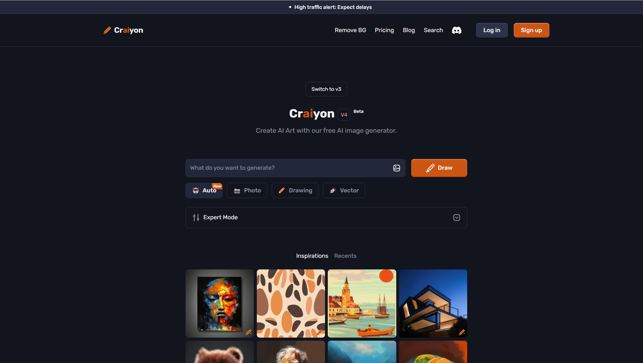 crayon website interface highlighting ai art generation features