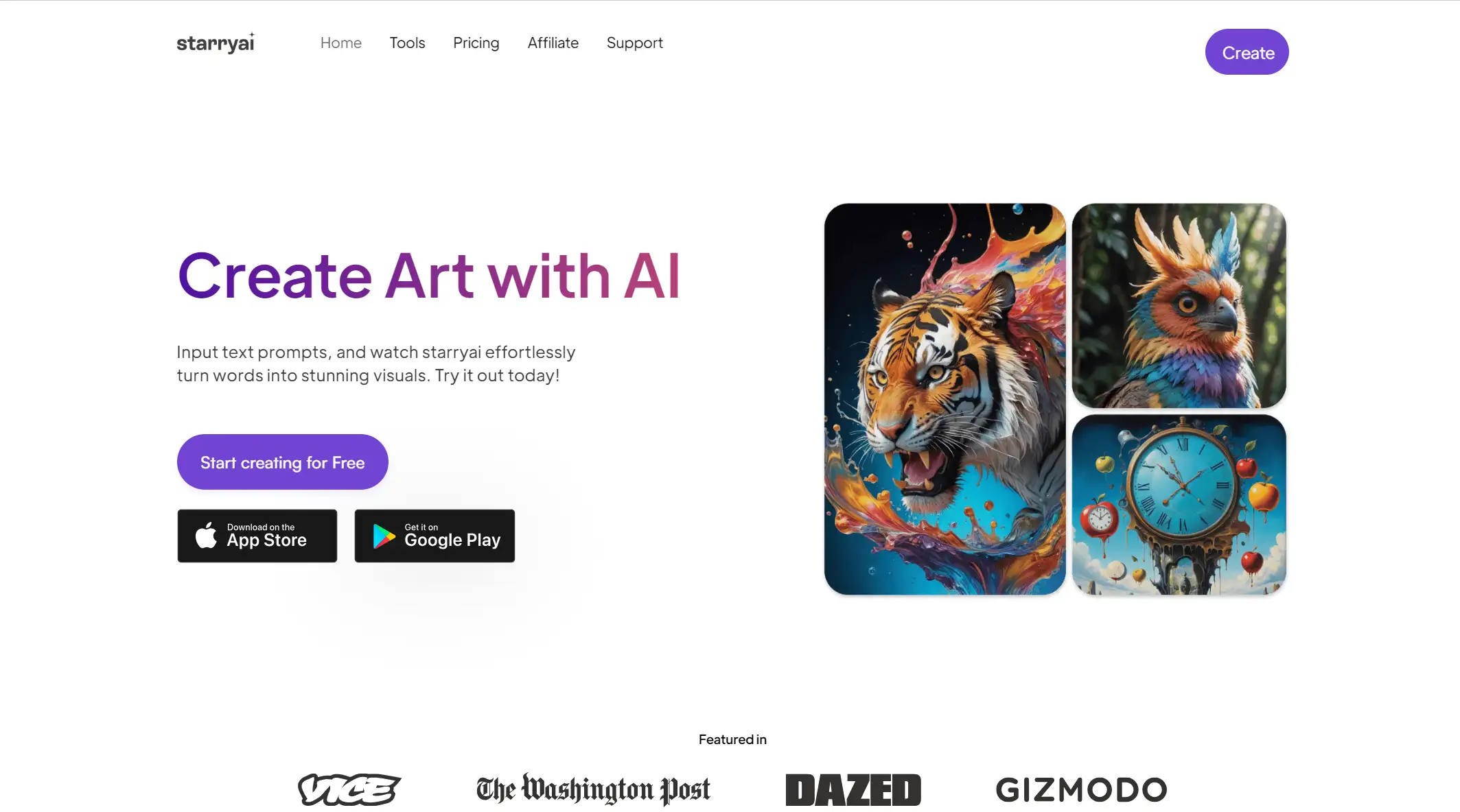 starryai webpage featuring tiger bird whimsical clock artwork starryai webpage featuring tiger bird whimsical clock artwork