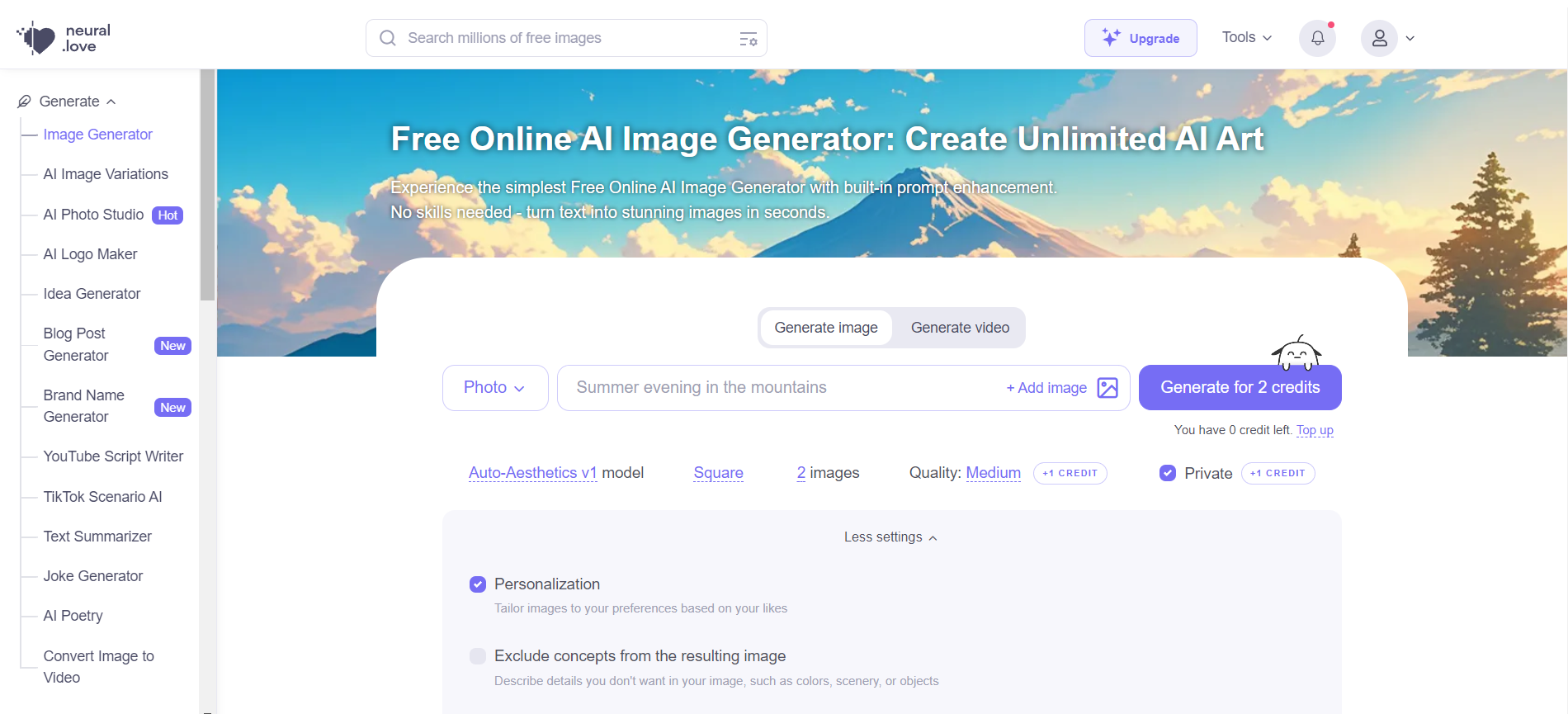 free online AI image generator, Neutral Love