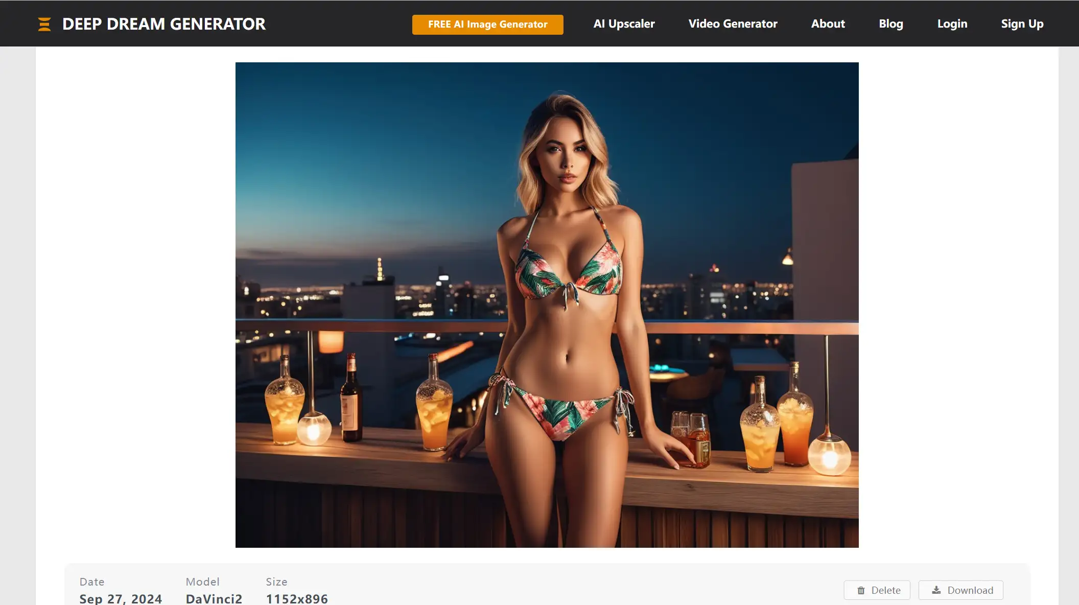 sexy bikini lady standing at a rooftop bar sexy bikini lady standing at a rooftop bar