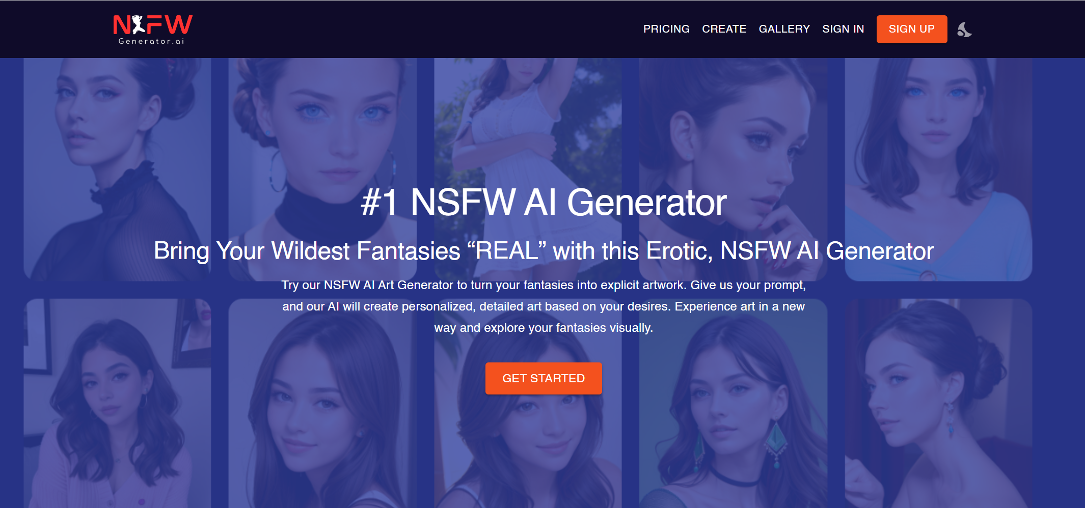 nsfwartgenerator.ai homepage featuring banner and options