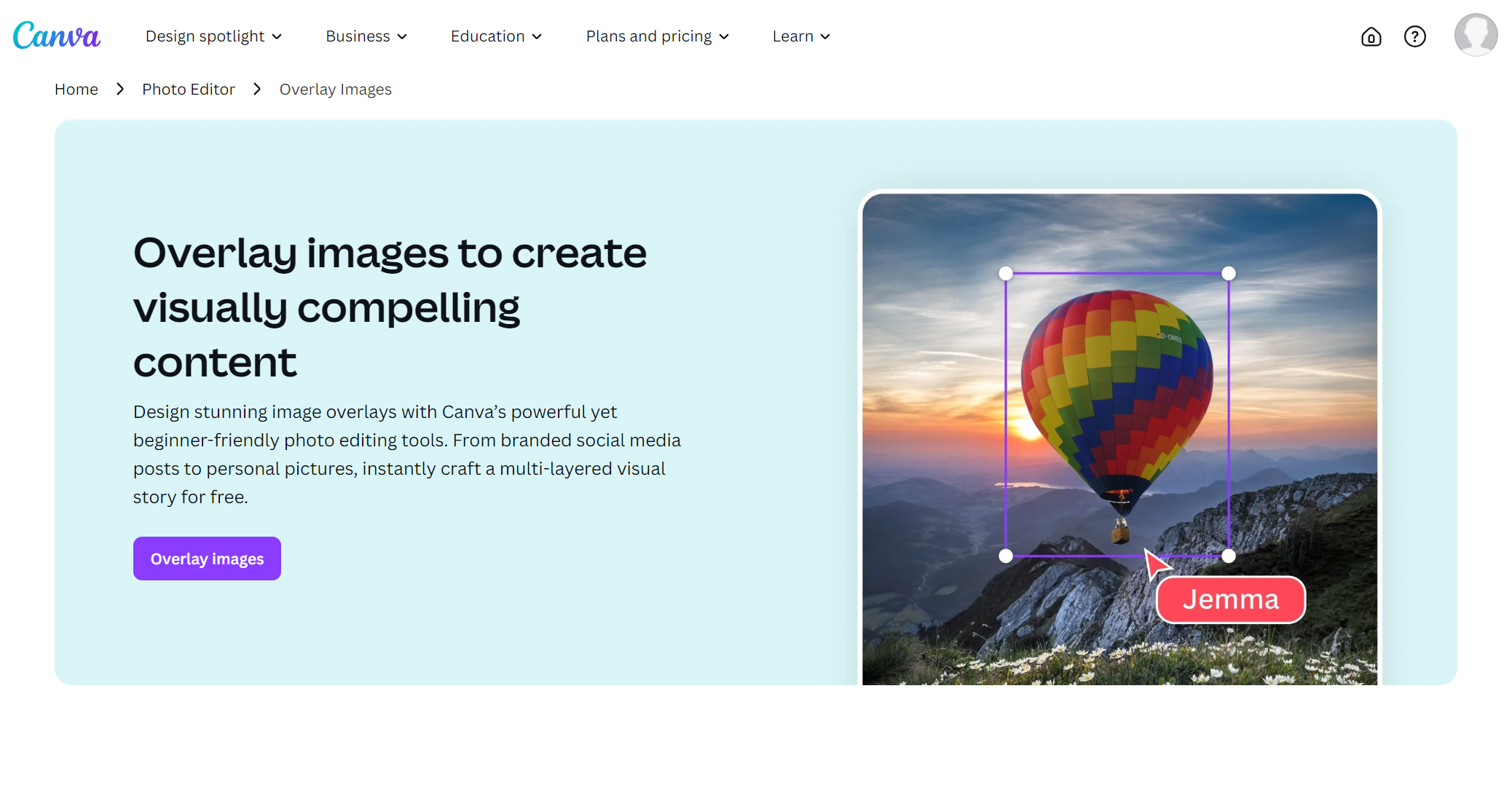 Canva photo editor