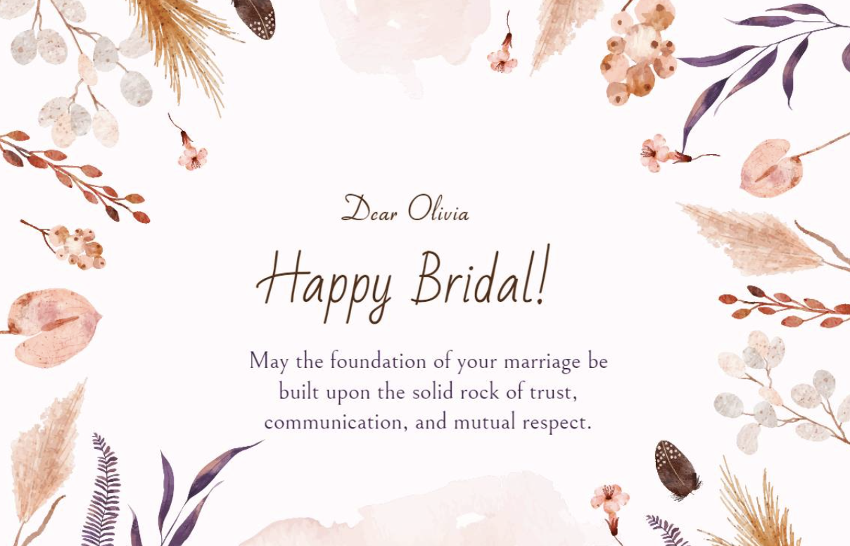 Bridal Greeting Card Message for Daughter Schematic