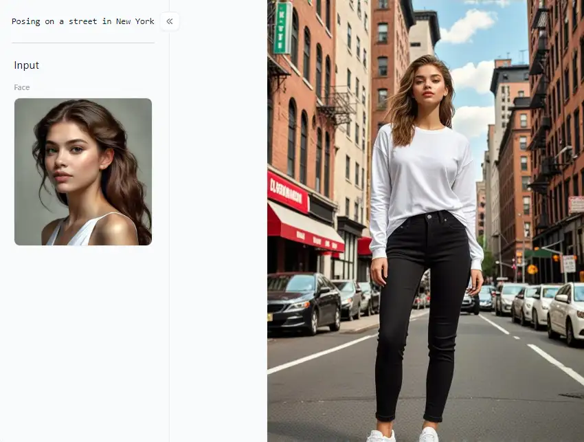 app from a1.art which is called posing on a street in New York
