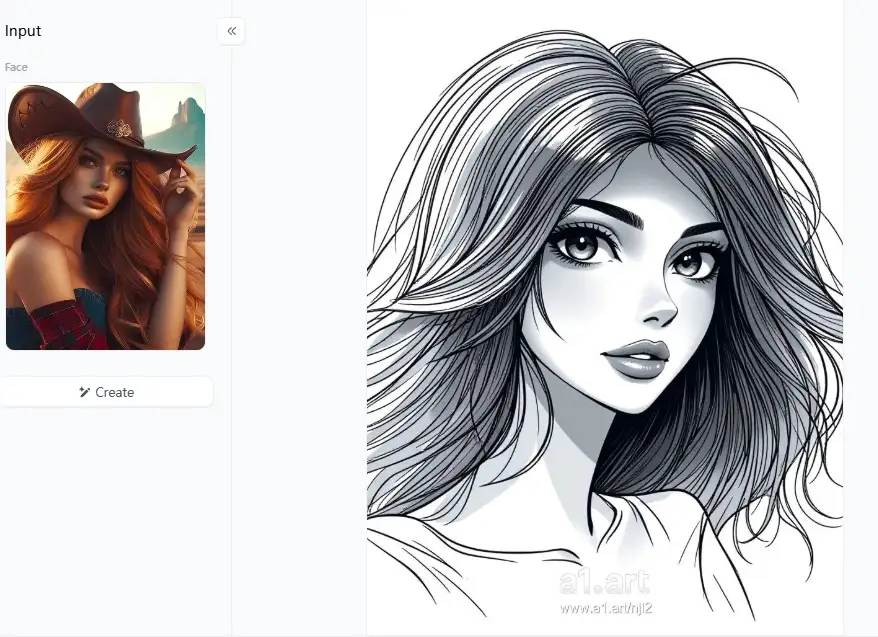 app from a1.art which is called sketch portrait of a head