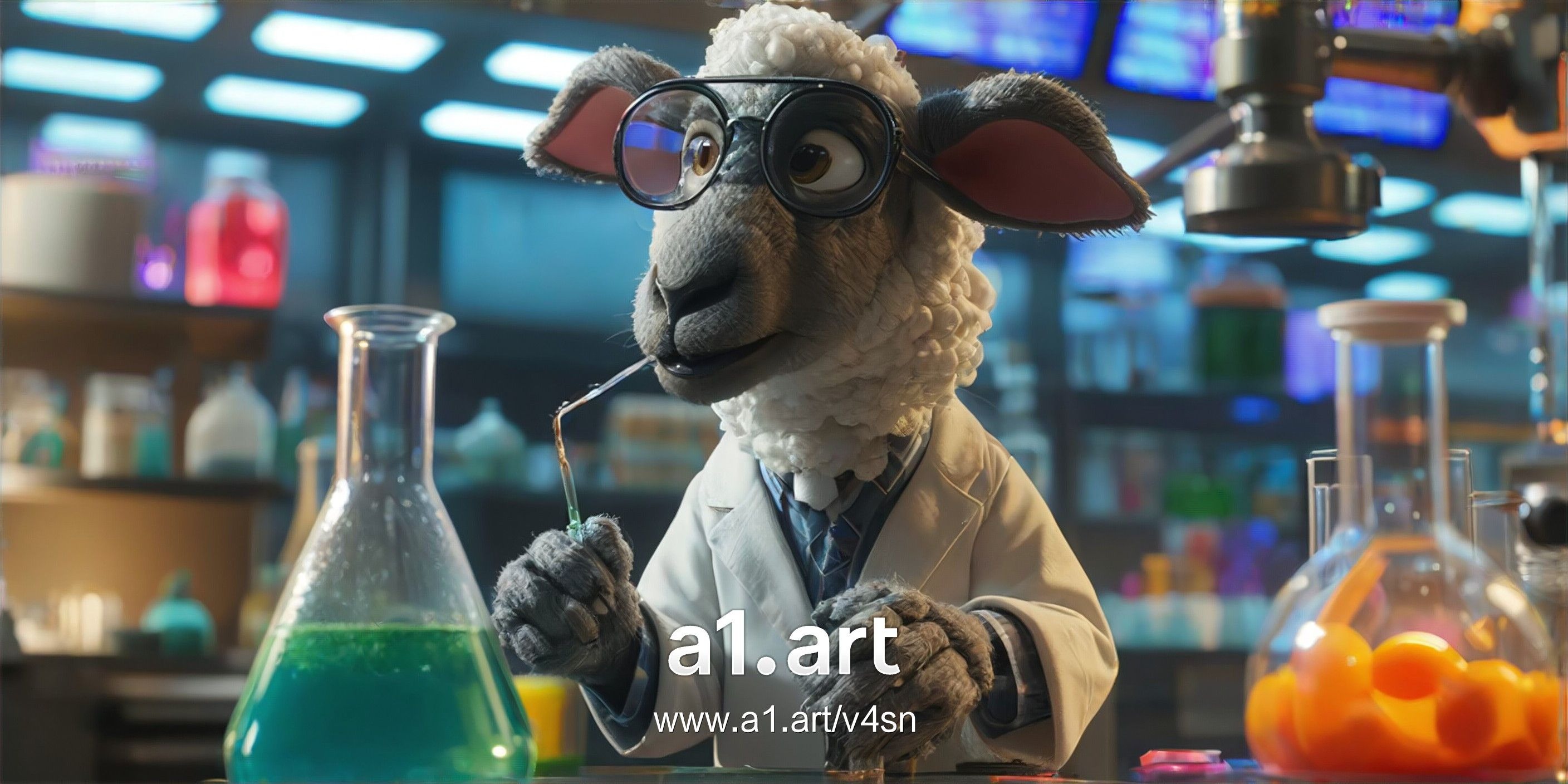 scientist sheep experimenting