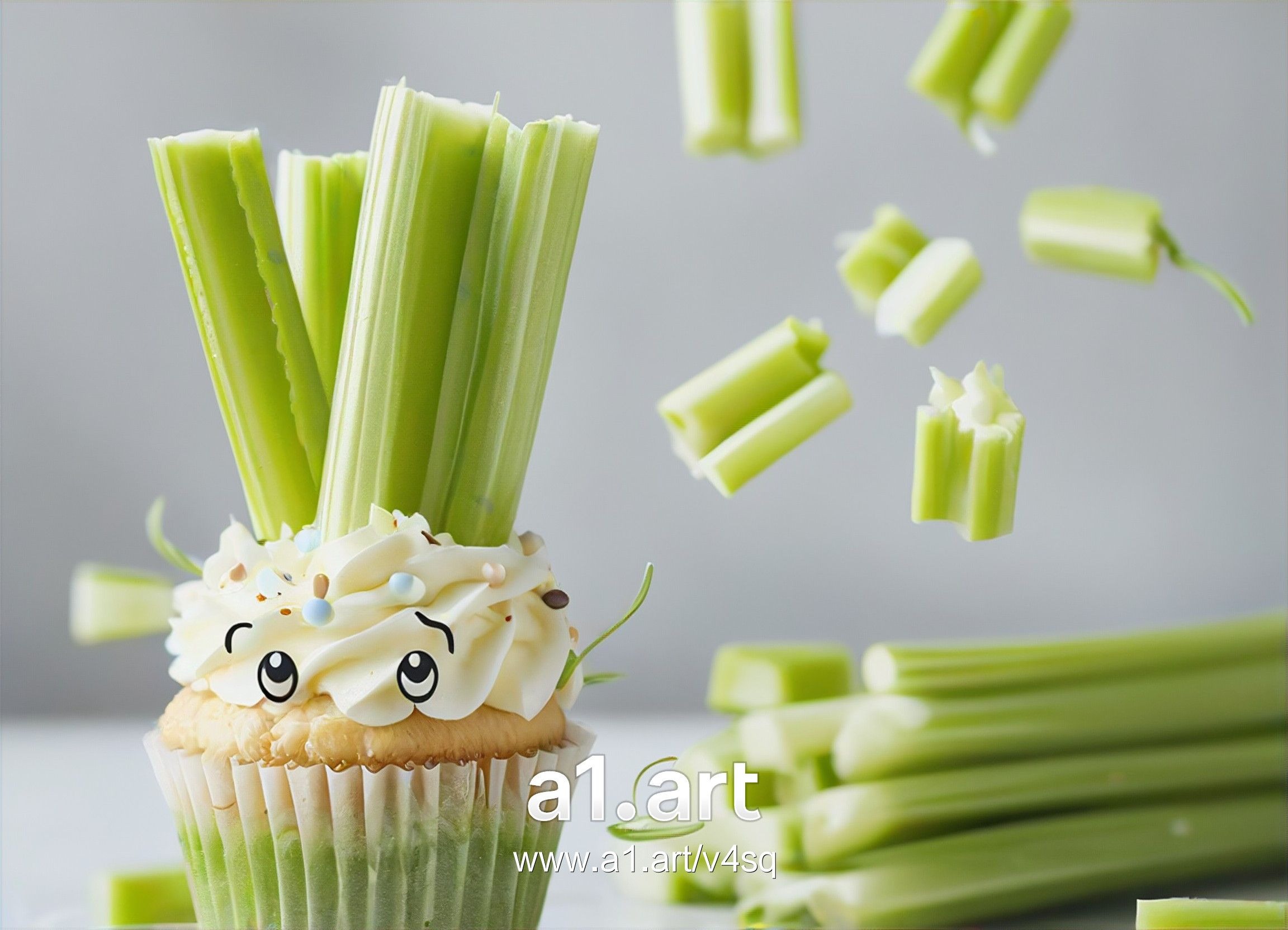 whimsical celery cupcake