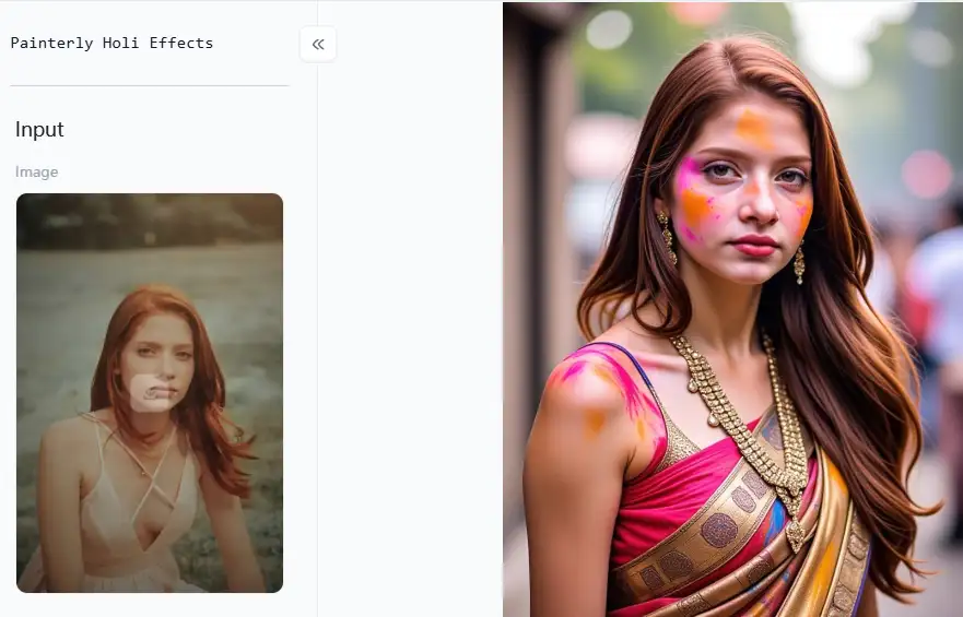 app from a1.art which is called oil painting indian girl on sprinkles