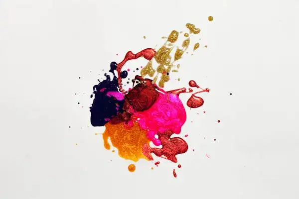 colorful paint splashes in purple, pink, orange, and gold arte ai a partir de uma fotografia