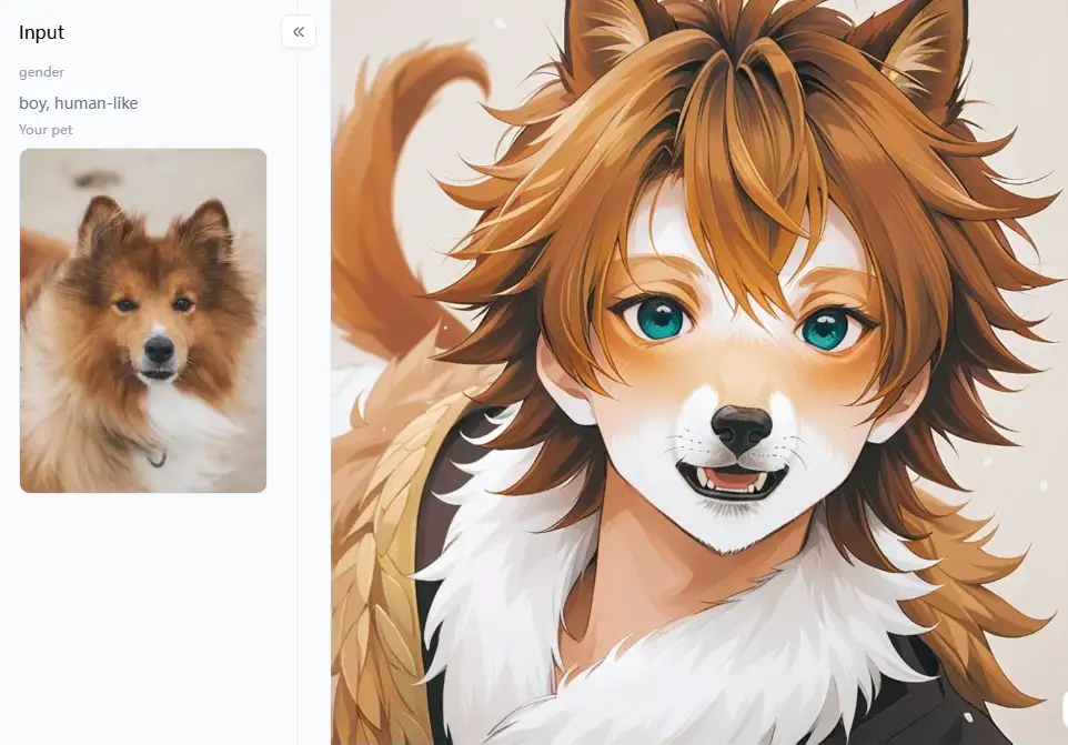 filter from a1.art which is called turn your pet into an anime character