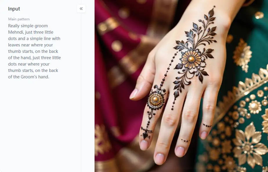filter from a1.art which is called mehndi hand