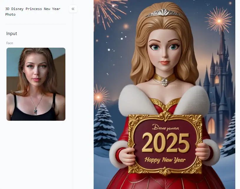 app from a1.art which is called 3d disney princess new year photo