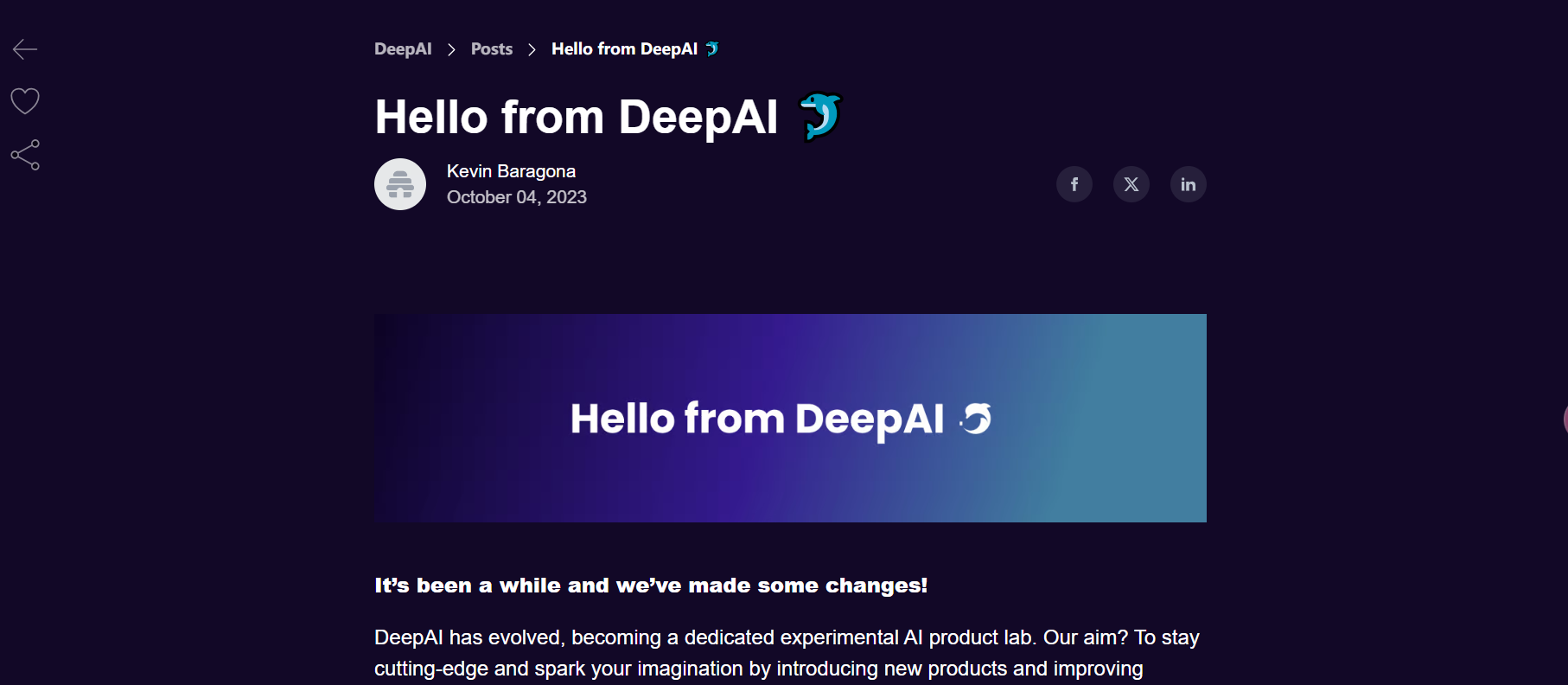 Deep AIのウェブサイト