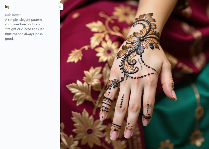filter from a1.art which is called mehndi hand
