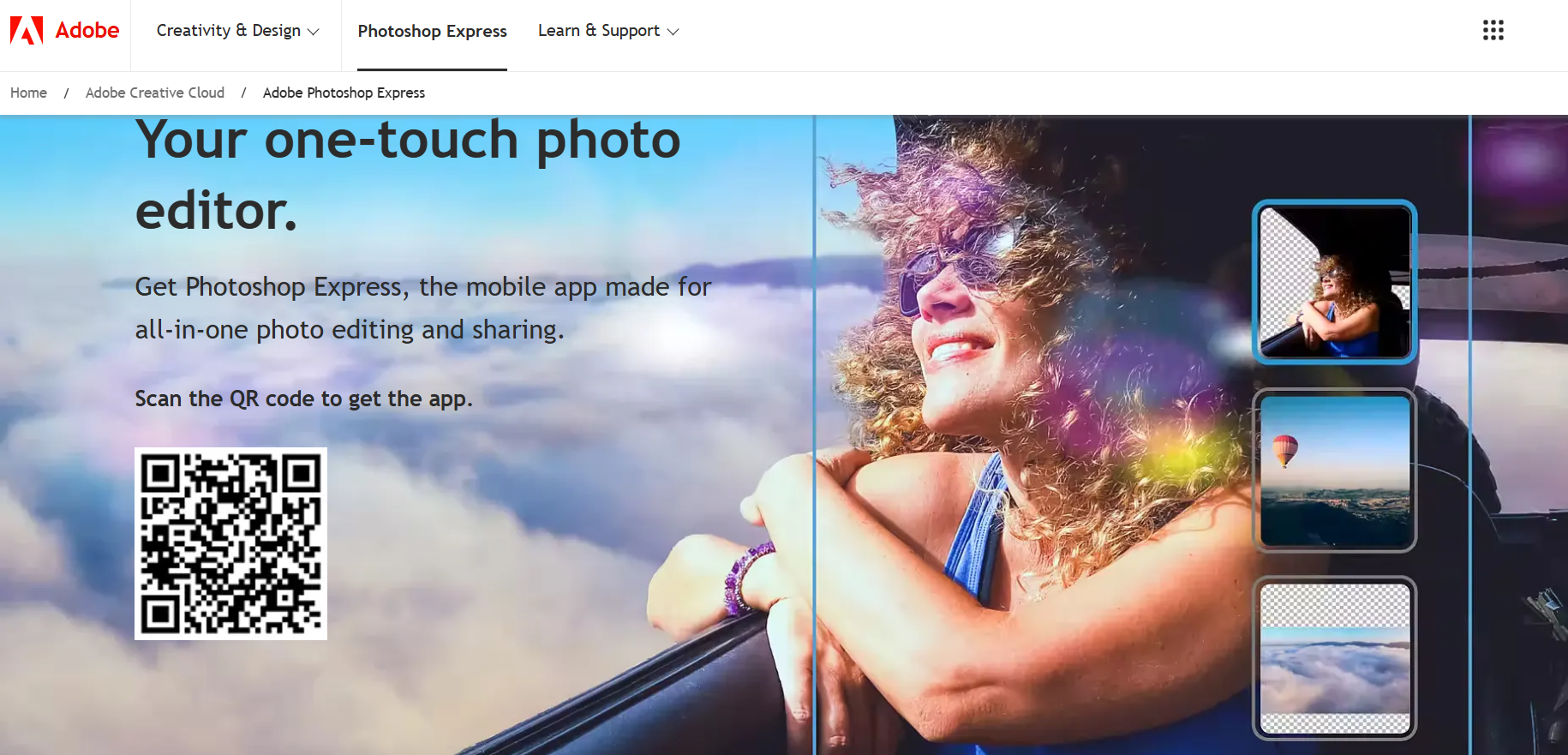 Adobe Photoshop Express： 写真を分割する3つのレイヤー表示