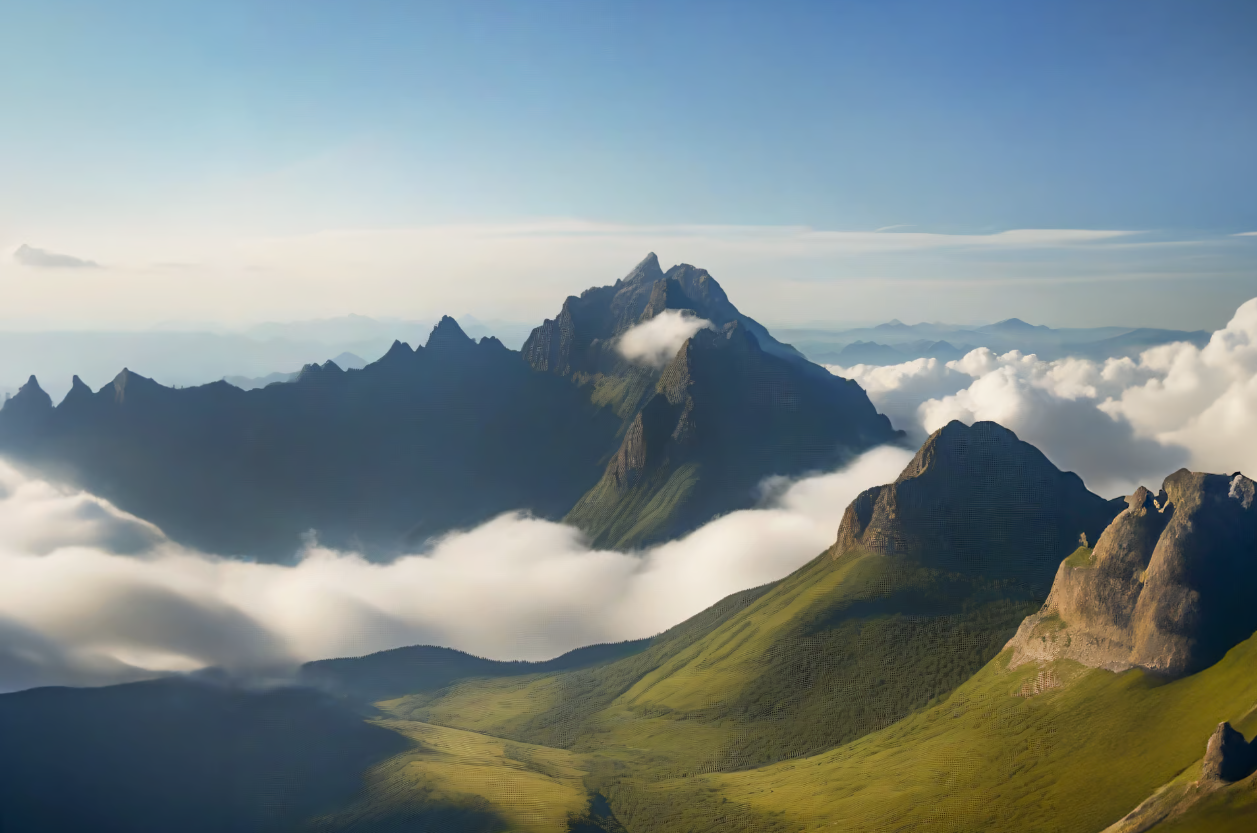 nature wallpaper, blue sky, green mountain landscape