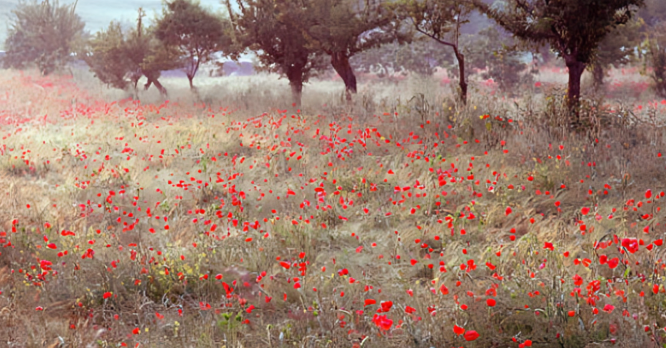 red flowers land with Monet style