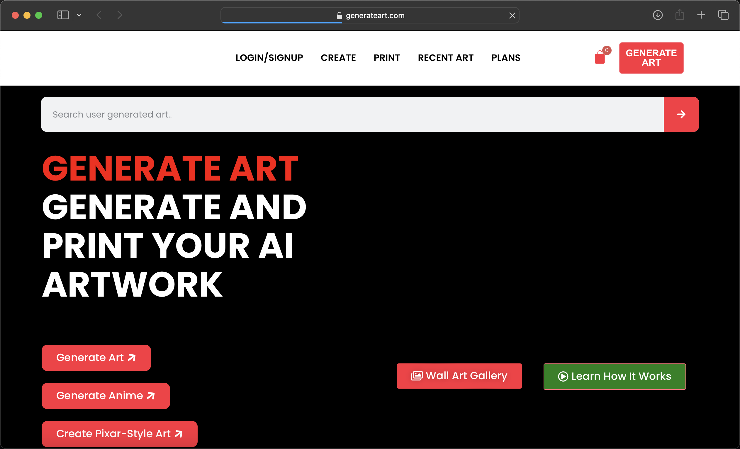 GenerateArt red and black contrast font interface