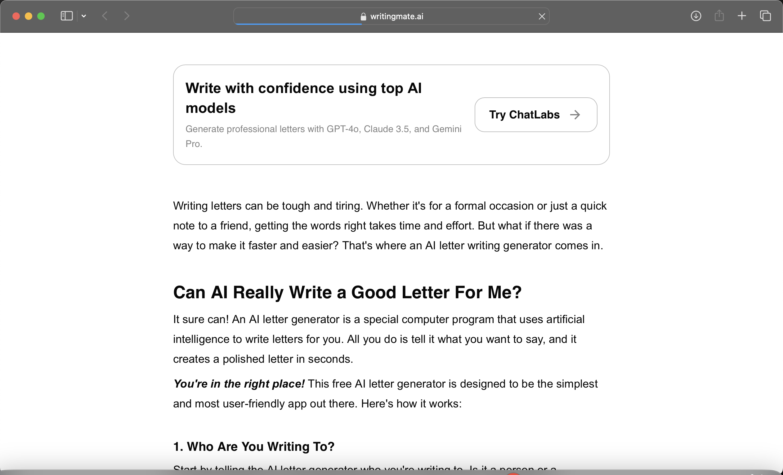 Writingmate fancy letter generator is now available in one click.