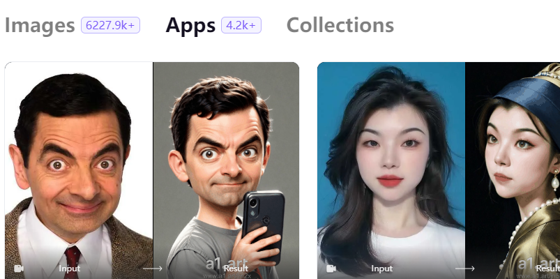 Explore 4.2k+ apps on a1.art and get your ideal face-swapped photo