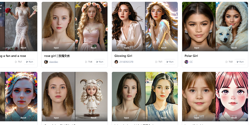 Images of AI girls in different styles jump out of the screen