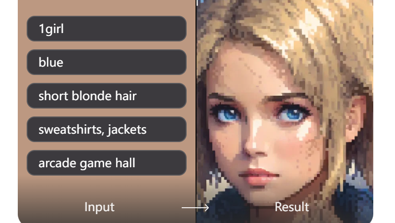 Experience a unique text-to-image creation of pixel art