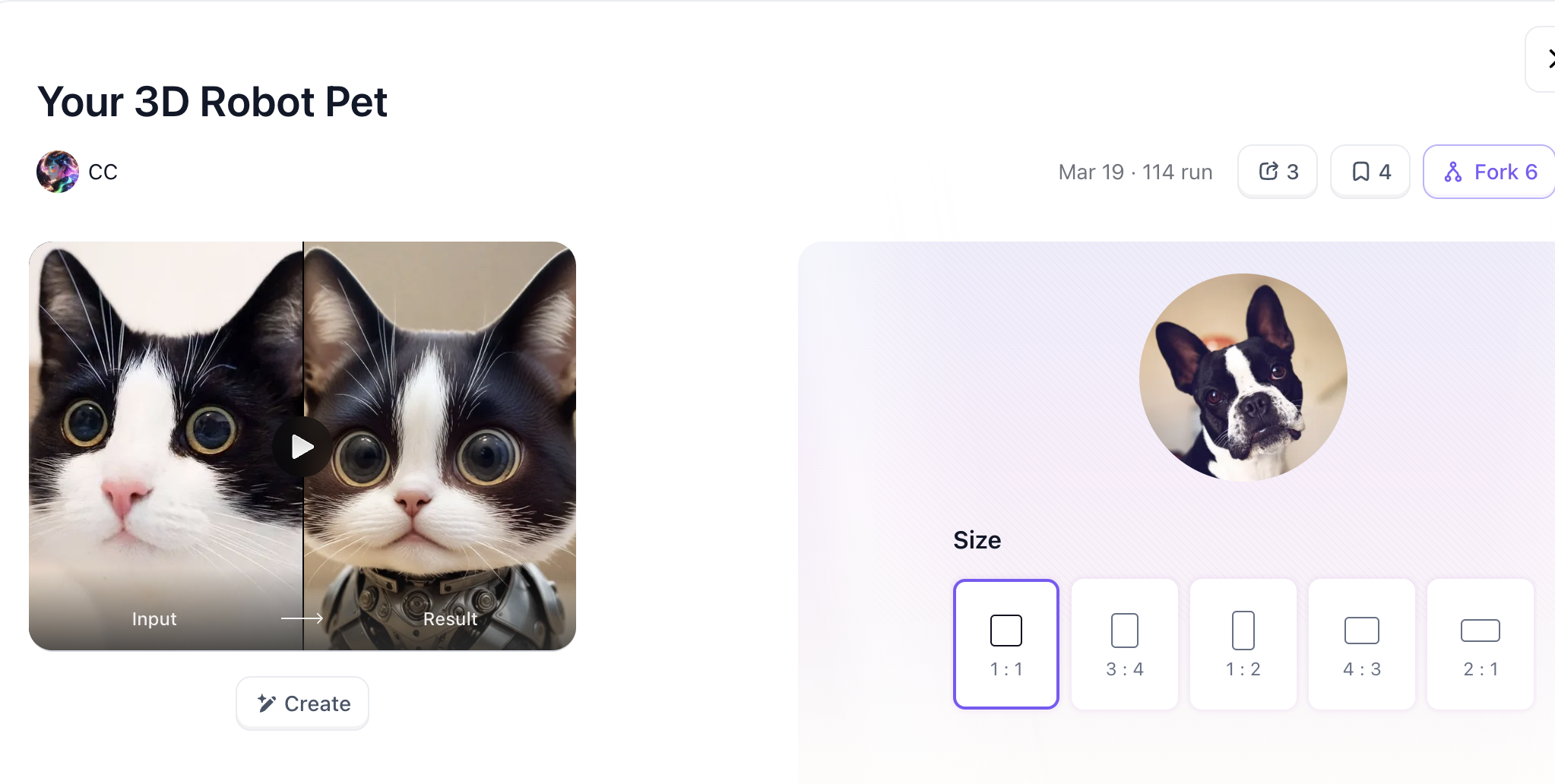 Generate your AI Pet Portrait in 2 simple steps in a1.art